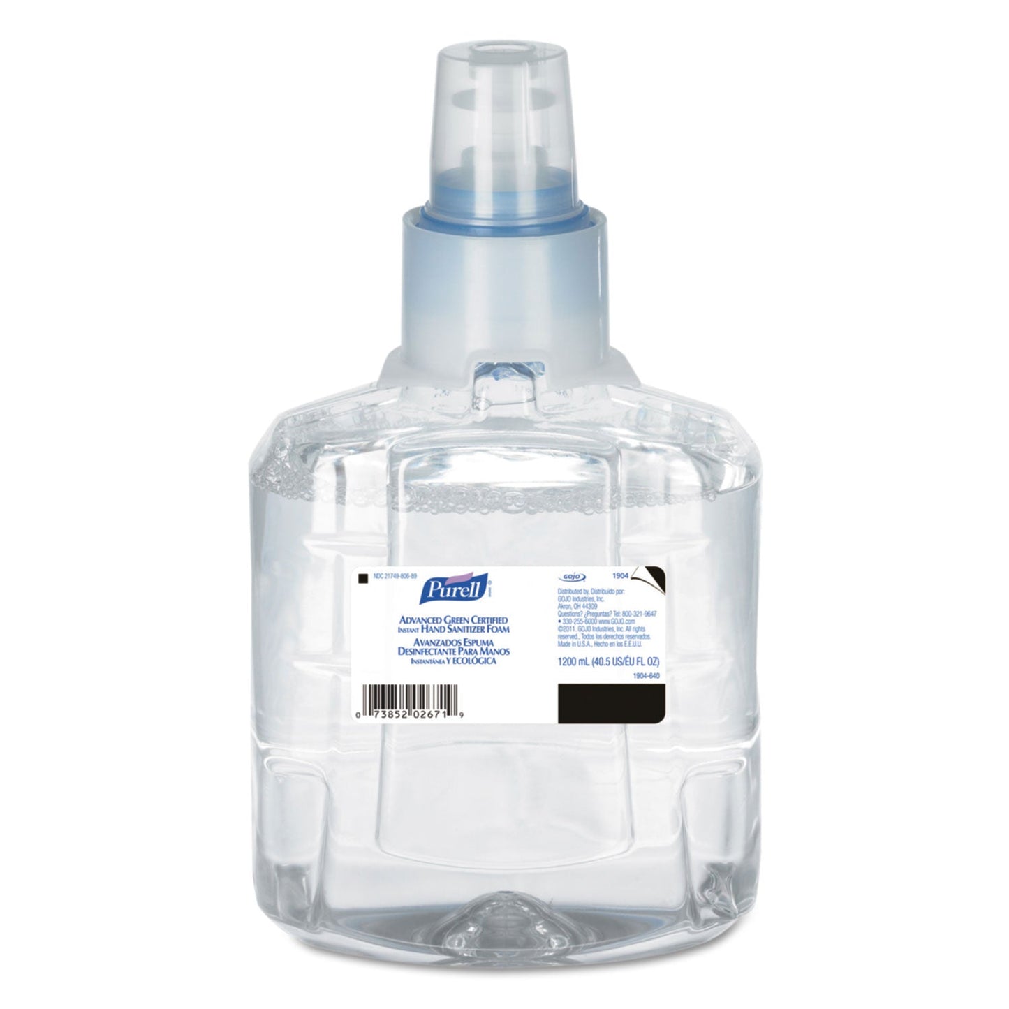 PURELL Advanced Hand Sanitizer Green Certified Foam Refill, For LTX-12 Dispensers, 1,200 mL, Fragrance-Free, 2/Carton