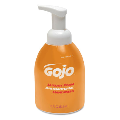 GOJO Luxury Foam Antibacterial Handwash, Orange Blossom, 535 mL Bottle, 4/Carton