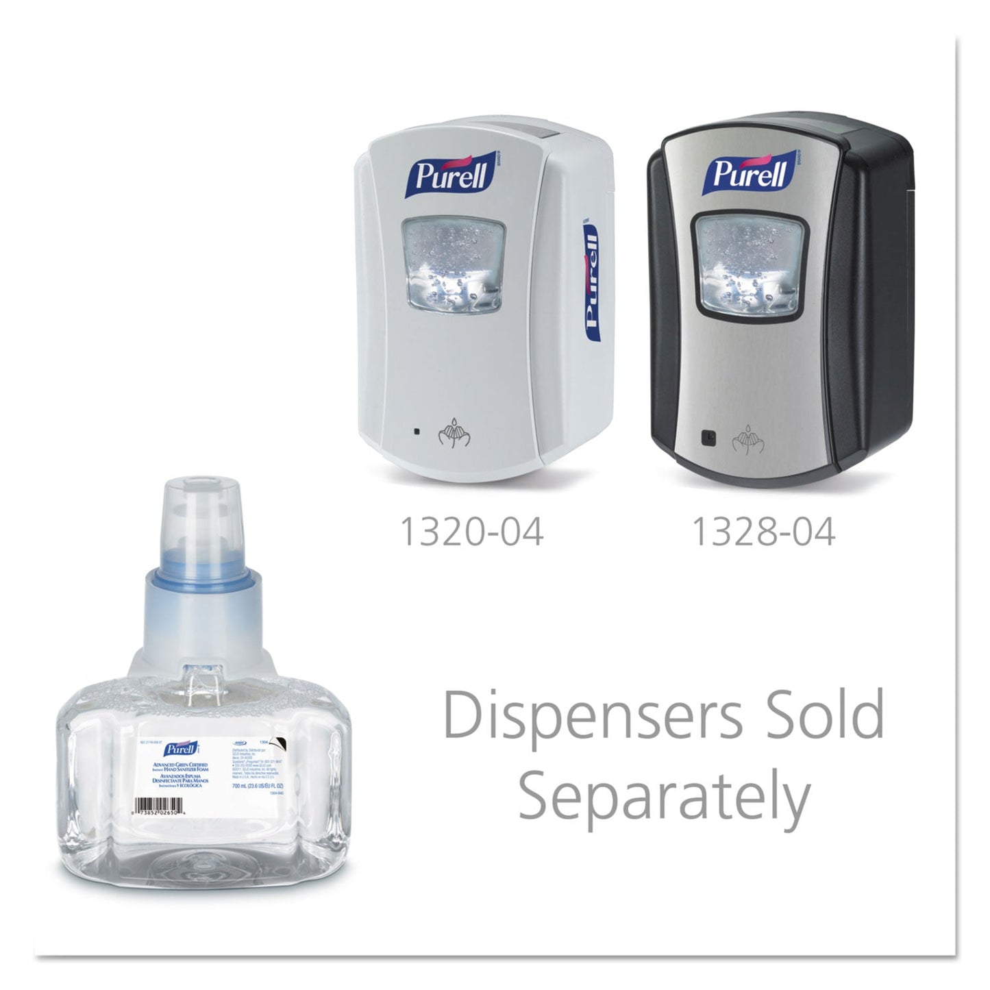 PURELL Advanced Hand Sanitizer Green Certified Foam Refill, For LTX-7 Dispensers, 700 mL, Fragrance-Free, 3/Carton