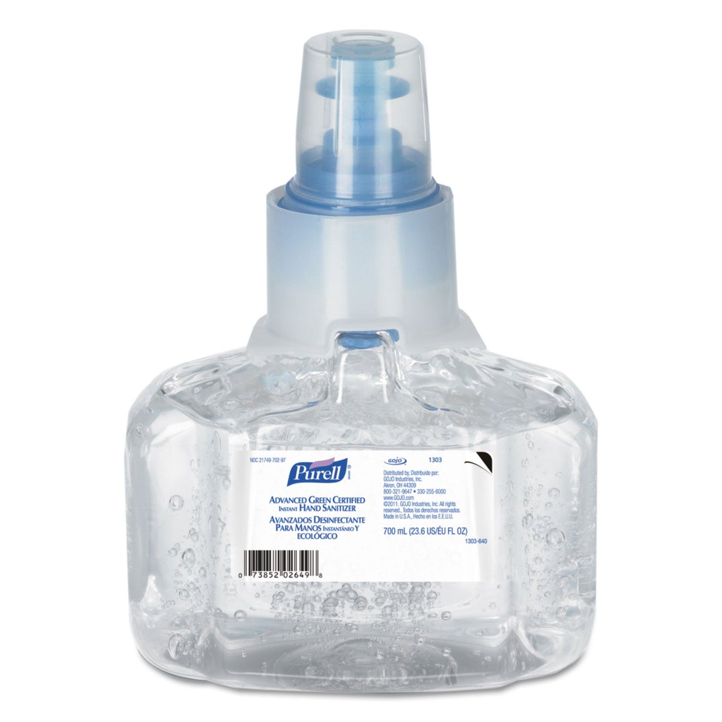 PURELL Advanced Hand Sanitizer Green Certified Gel Refill, For LTX-7 Dispensers, 700 mL, Fragrance-Free, 3/Carton