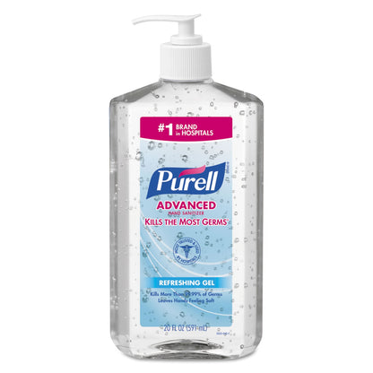 PURELL Advanced Refreshing Gel Hand Sanitizer, 20 oz Pump Bottle, Clean Scent, 12/Carton