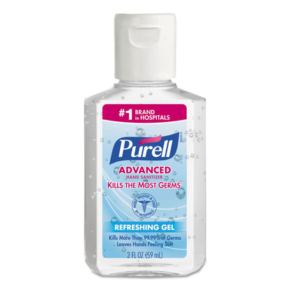 PURELL Advanced Refreshing Gel Hand Sanitizer, 2 oz, Flip-Cap Bottle, Clean Scent, 24/Carton