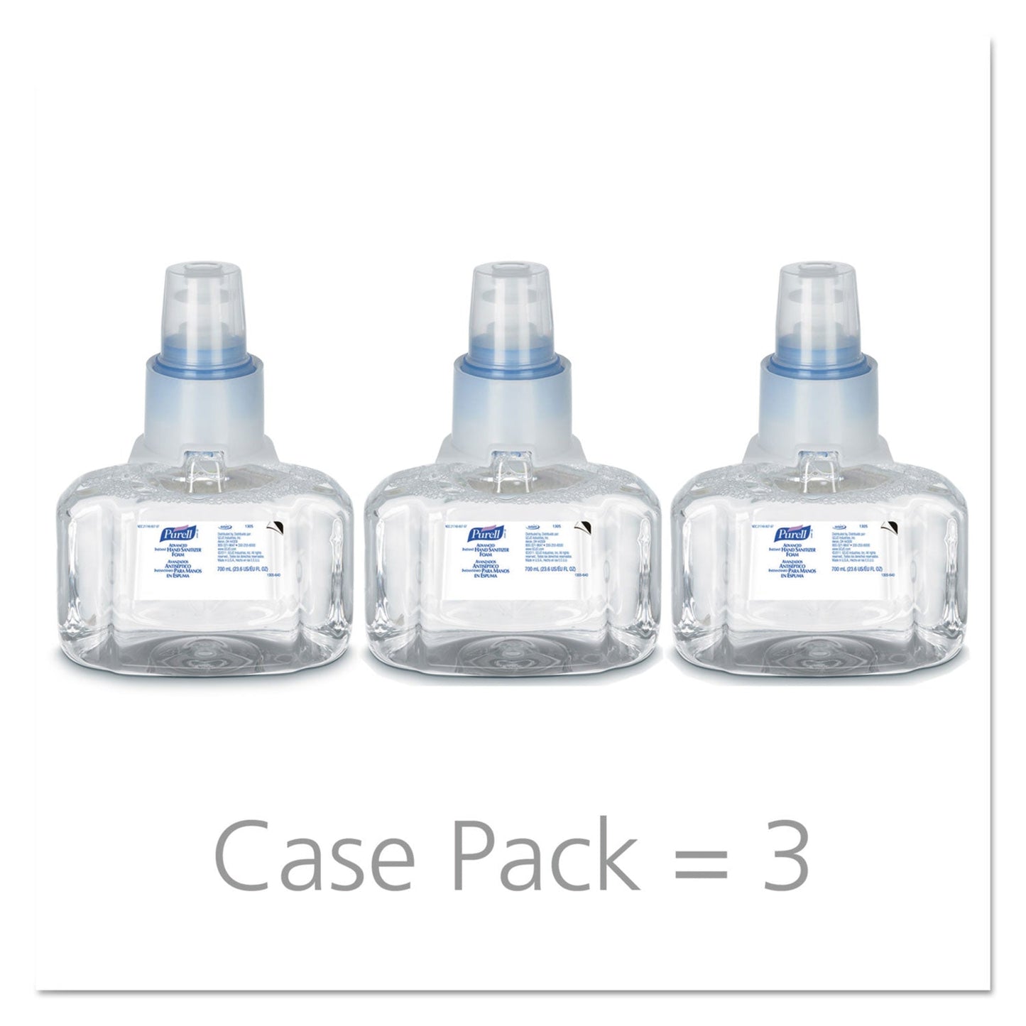 PURELL Advanced Hand Sanitizer Foam, For LTX-7 Dispensers, 700 mL Refill, Fragrance-Free, 3/Carton