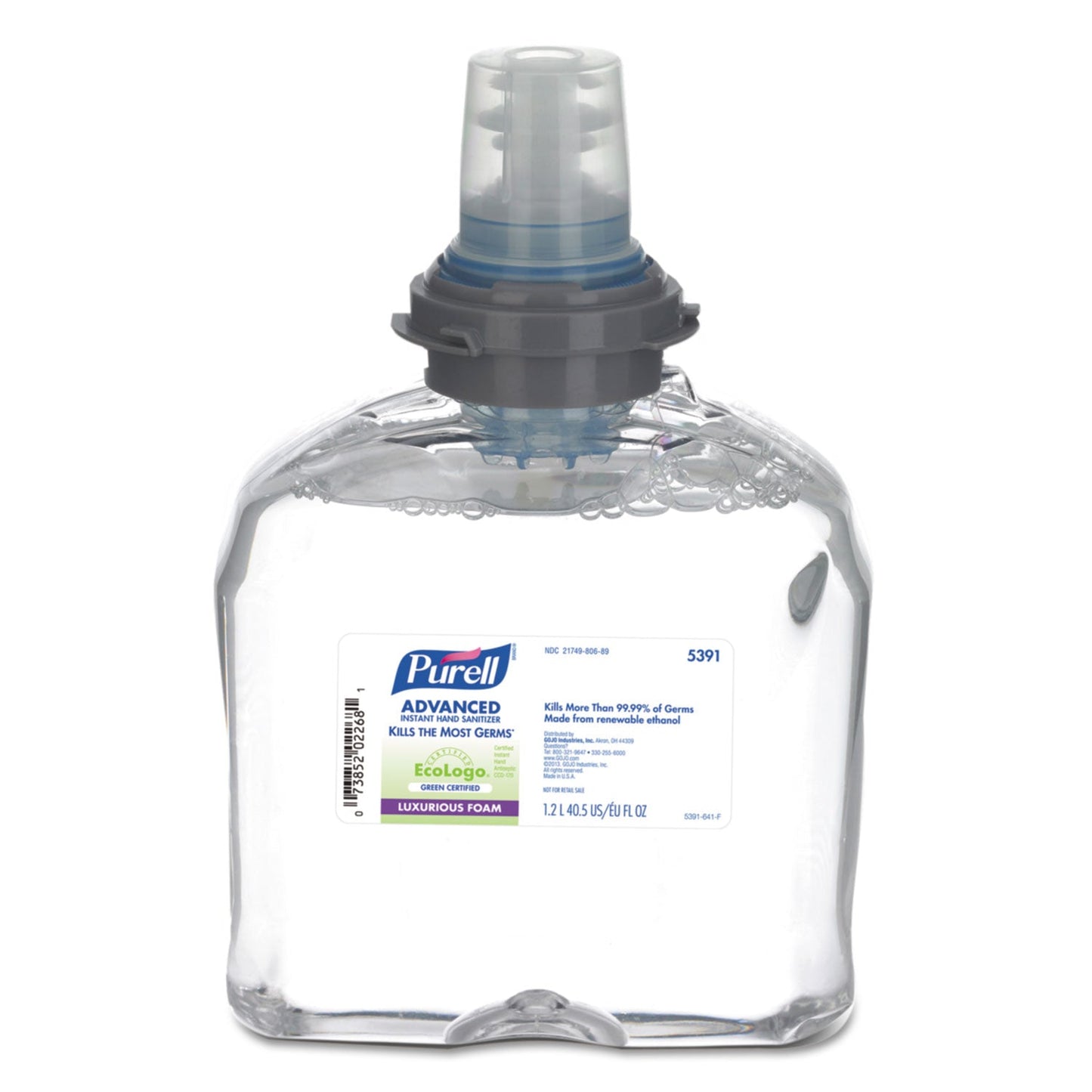 PURELL Green Certified TFX Refill Advanced Foam Hand Sanitizer, 1,200 mL, Fragrance-Free, 2/Carton
