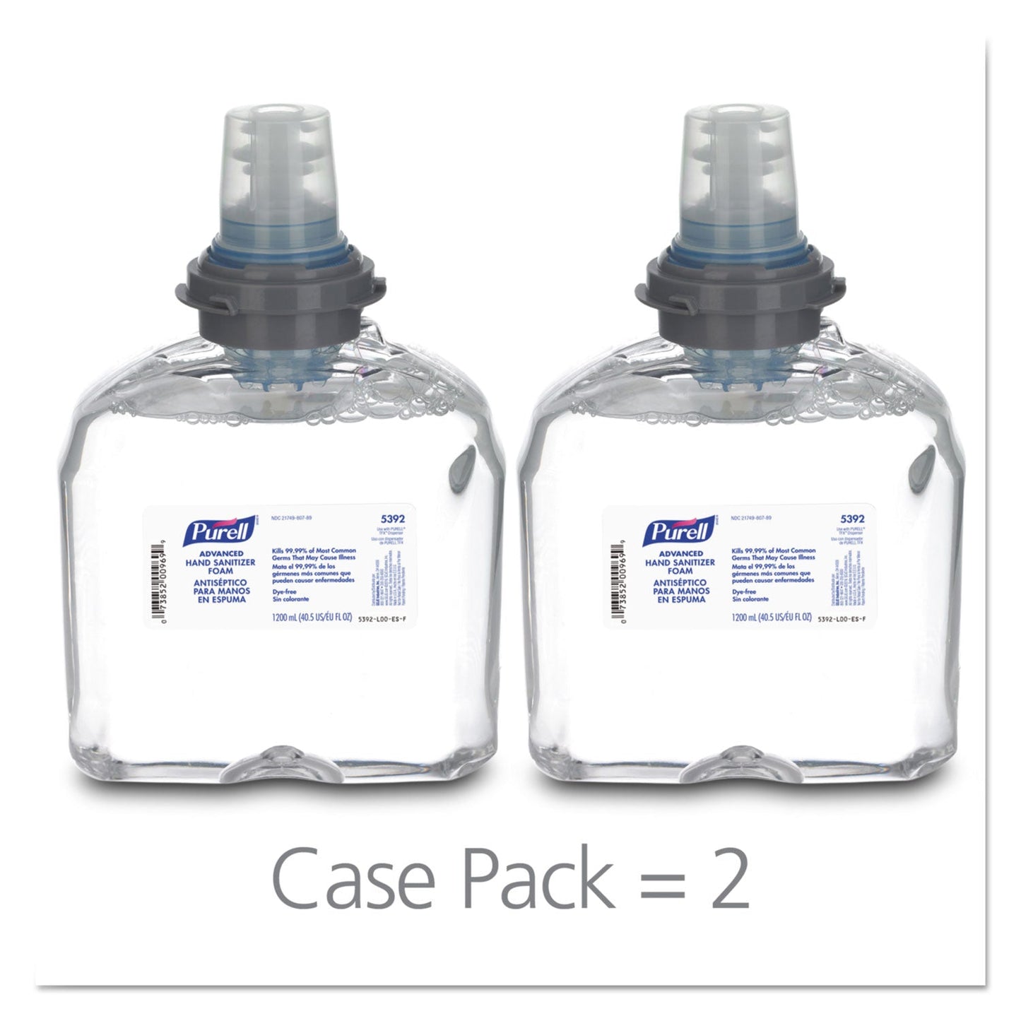 PURELL Advanced TFX Refill Instant Foam Hand Sanitizer, 1,200 mL, Unscented, 2/Caton