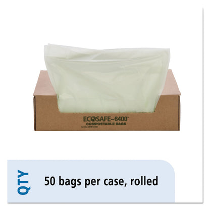 Stout EcoSafe-6400 Bags, 32 gal, 0.85 mil, 33" x 48", Green, 50/Box
