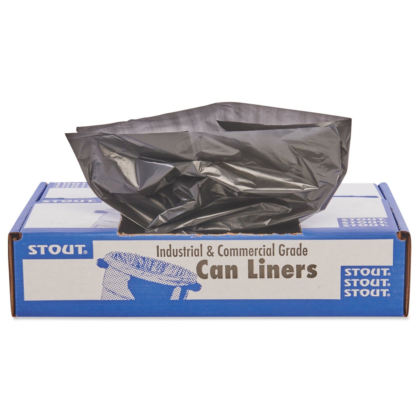 Stout Total Recycled Content Plastic Trash Bags, 33 gal, 1.3 mil, 33" x 40", Brown/Black, 100/Carton