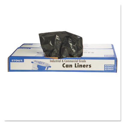 Stout Total Recycled Content Plastic Trash Bags, 60 gal, 1.5 mil, 38" x 60", Brown/Black, 100/Carton