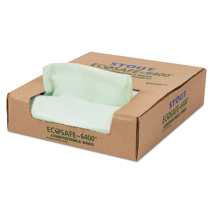 Stout EcoSafe-6400 Bags, 30 gal, 1.1 mil, 30" x 39", Green, 48/Box