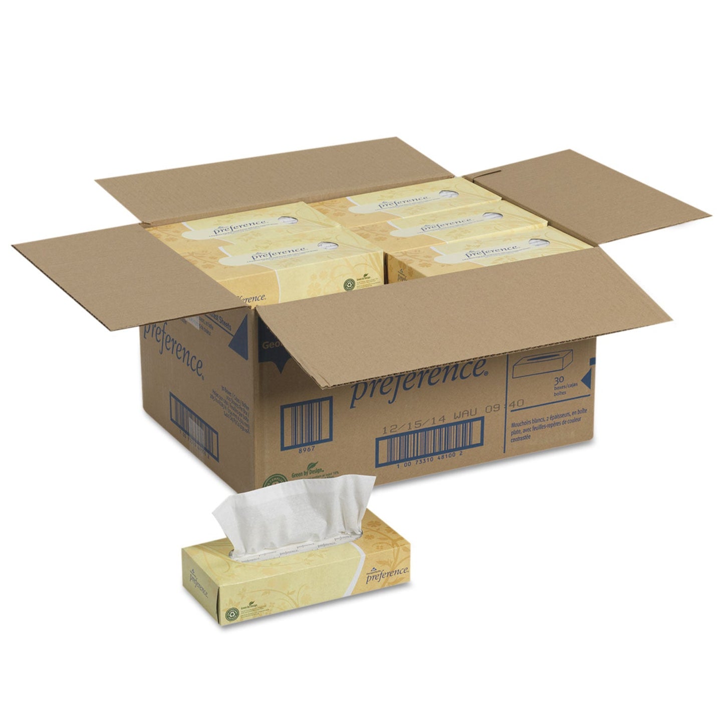 Georgia Pacific Pacific Blue Select Facial Tissue, 2-Ply, White, Flat Box, 100 Sheets/Box, 30 Boxes/Carton