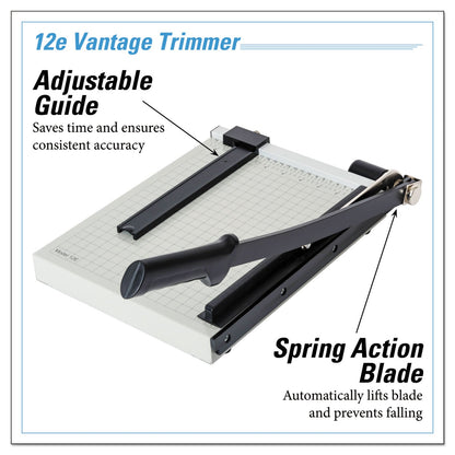 Dahle Vantage Guillotine Paper Trimmer/Cutter, 15 Sheets, 12" Cut Length, Metal Base, 10 x 12.75