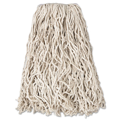 Rubbermaid Economy Cut-End Cotton Wet Mop Head, 20oz, 1" Band, White, 12/Carton