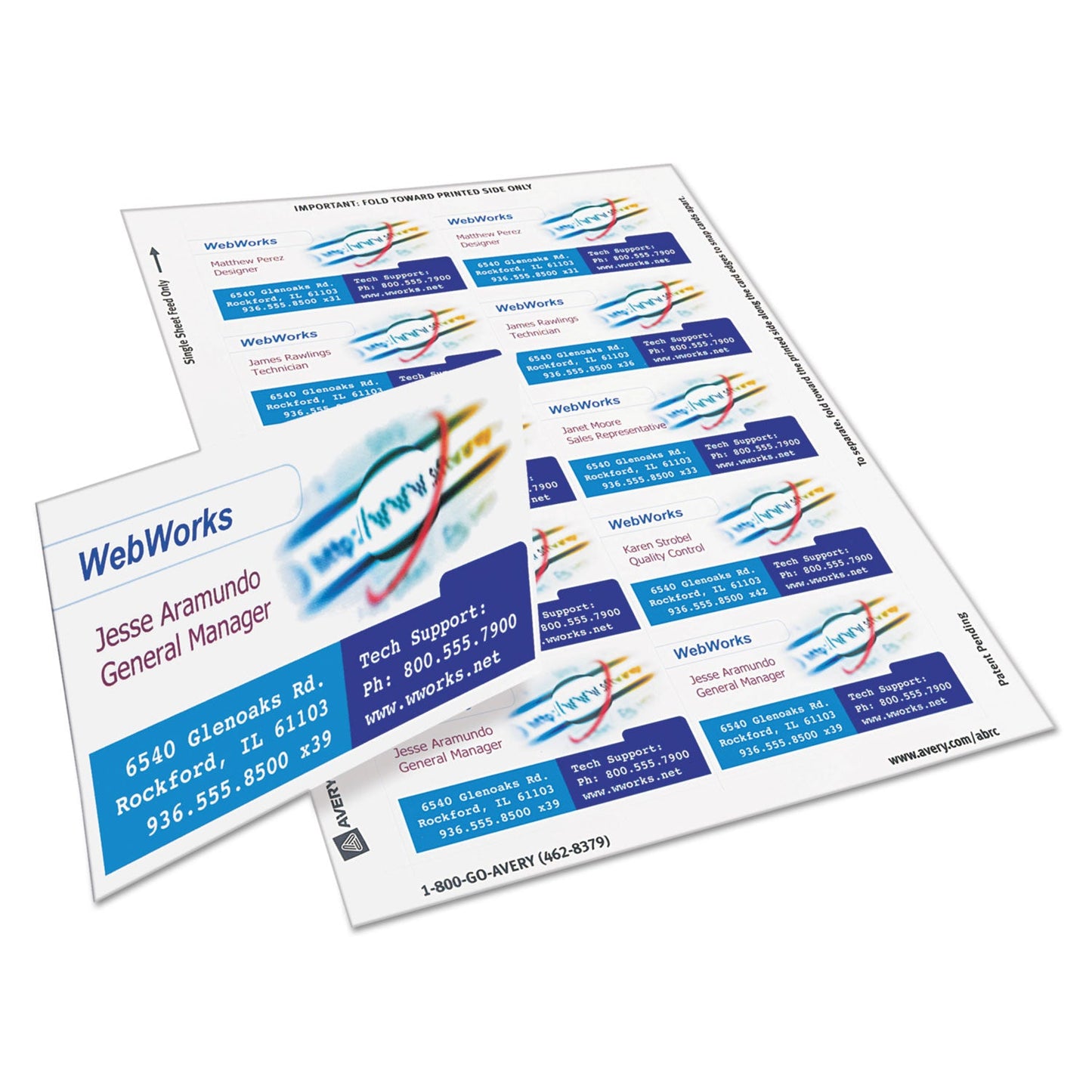 Avery True Print Clean Edge Business Cards, Inkjet, 2 x 3.5, White, 1,000 Cards, 10 Cards/Sheet, 100 Sheets/Box