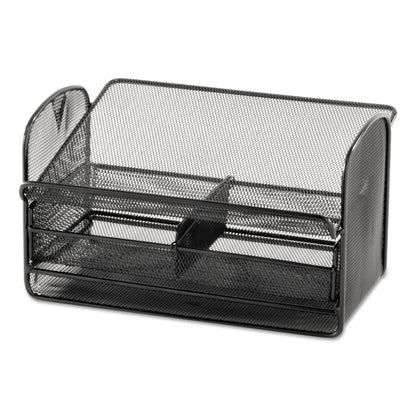 Safco Onyx Angled Mesh Steel Telephone Stand, 11.75 x 9.25 x 7, Black
