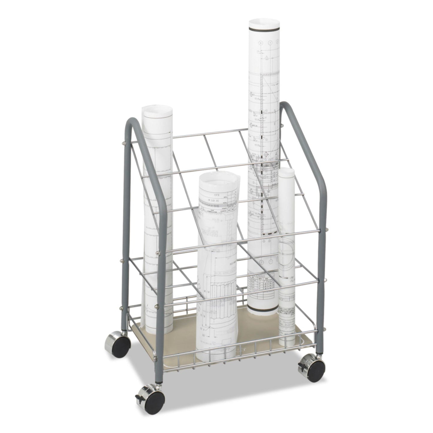 Safco Wire Roll/Files, 12 Compartments, 18w x 12.75d x 24.5h, Gray