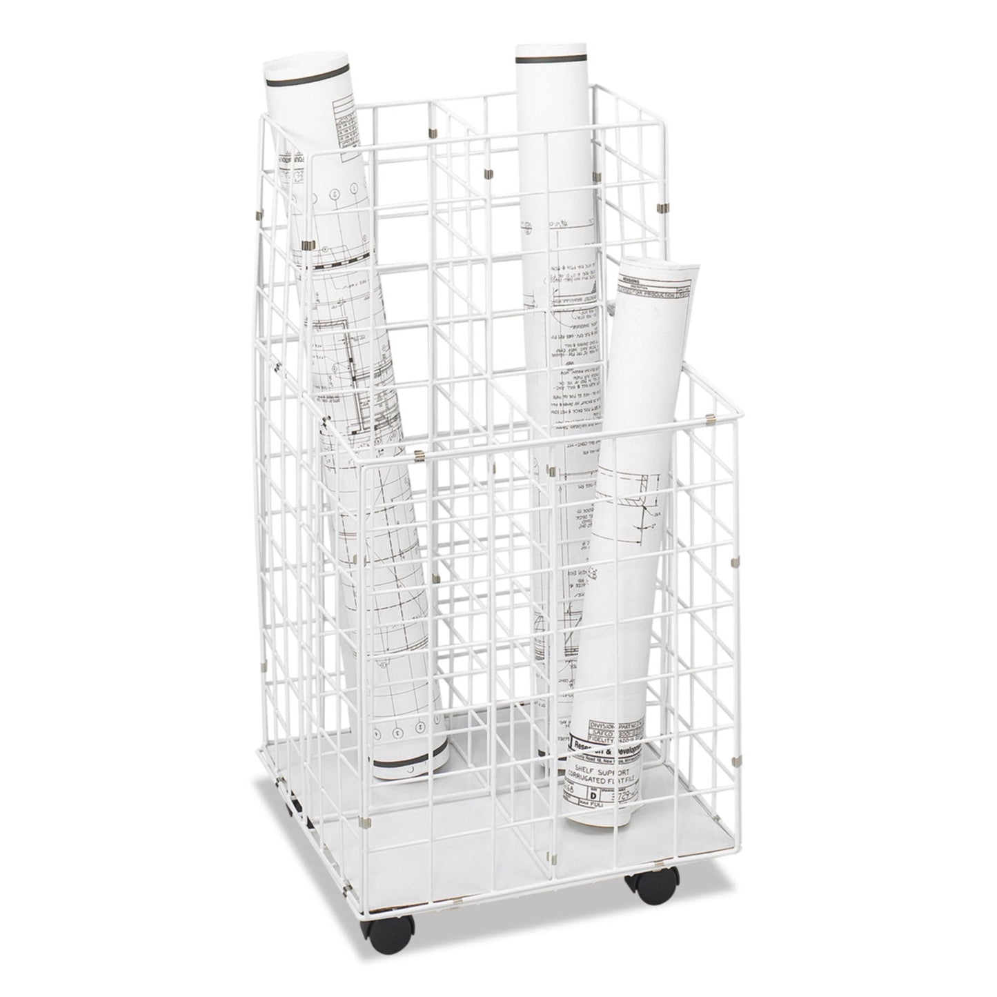 Safco Wire Roll Files, 4 Compartments, 16.25w x 16.5d x 30.5h, White
