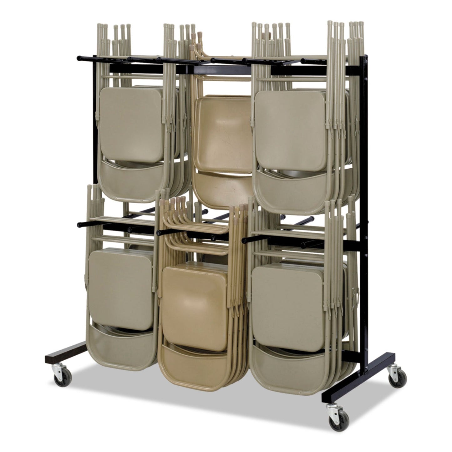 Safco Two-Tier Chair Cart, Two-Sided 12-Section Hang-Hook Format, Metal, 64.5" x 33.5" x 70.25", Black