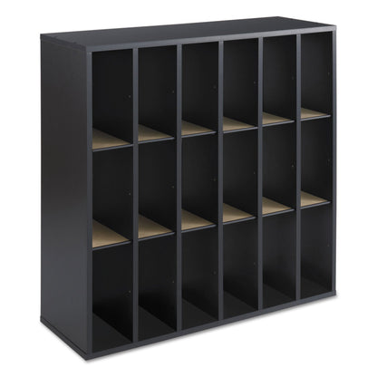 Safco Wood Mail Sorter with Adjustable Dividers, Stackable, 18 Compartments, 33.75 x 12 x 32.75, Black