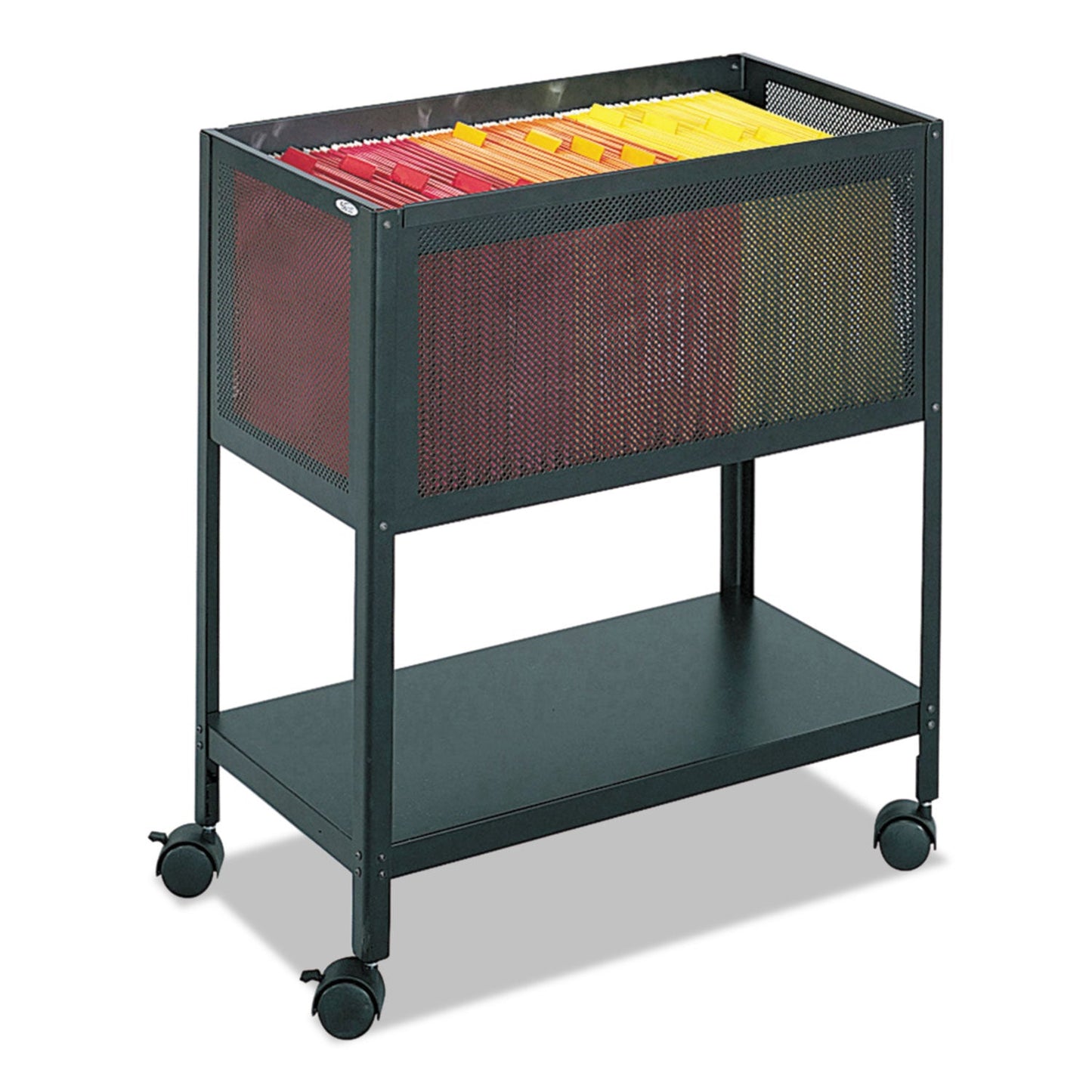 Safco Open Top Mesh Tub, Metal, 1 Shelf, 1 Bin, 13.5" x 24.25" x 27.5", Black