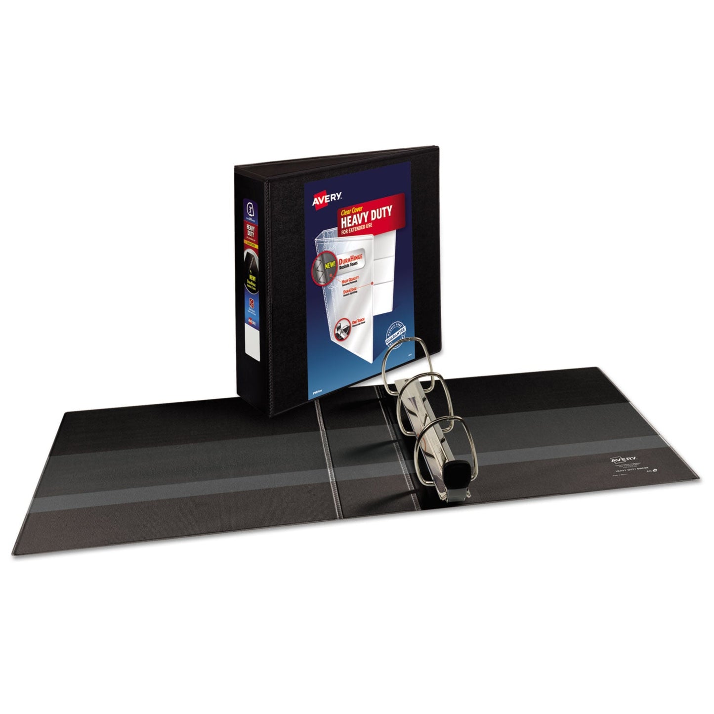 Avery Heavy-Duty View Binder with DuraHinge and Locking One Touch EZD Rings, 3 Rings, 3" Capacity, 11 x 8.5, Black