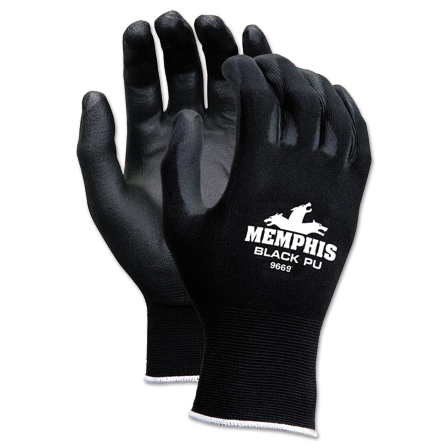 MCR Economy PU Coated Work Gloves, Black, Medium, 1 Dozen