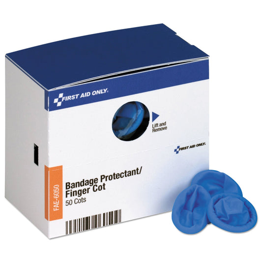 First Aid Only Refill for SmartCompliance Gen Business Cabinet, Finger Cots, Blue, Nitrile, 50/Box
