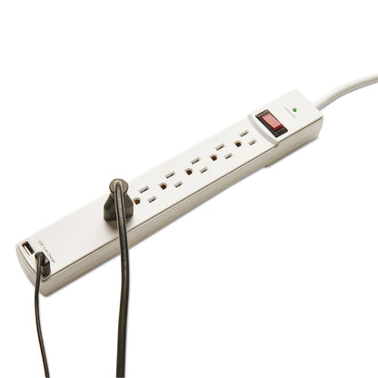 Innovera Surge Protector, 6 AC Outlets/2 USB Ports, 6 ft Cord, 1,080 J, White