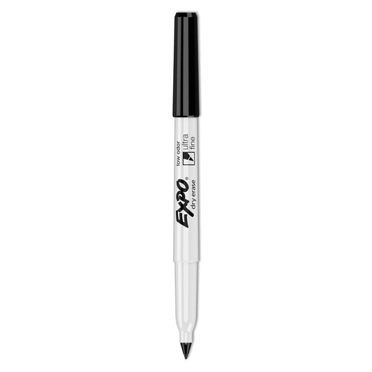 EXPO Low-Odor Dry Erase Marker Office Value Pack, Extra-Fine Needle Tip, Black, 36/Pack