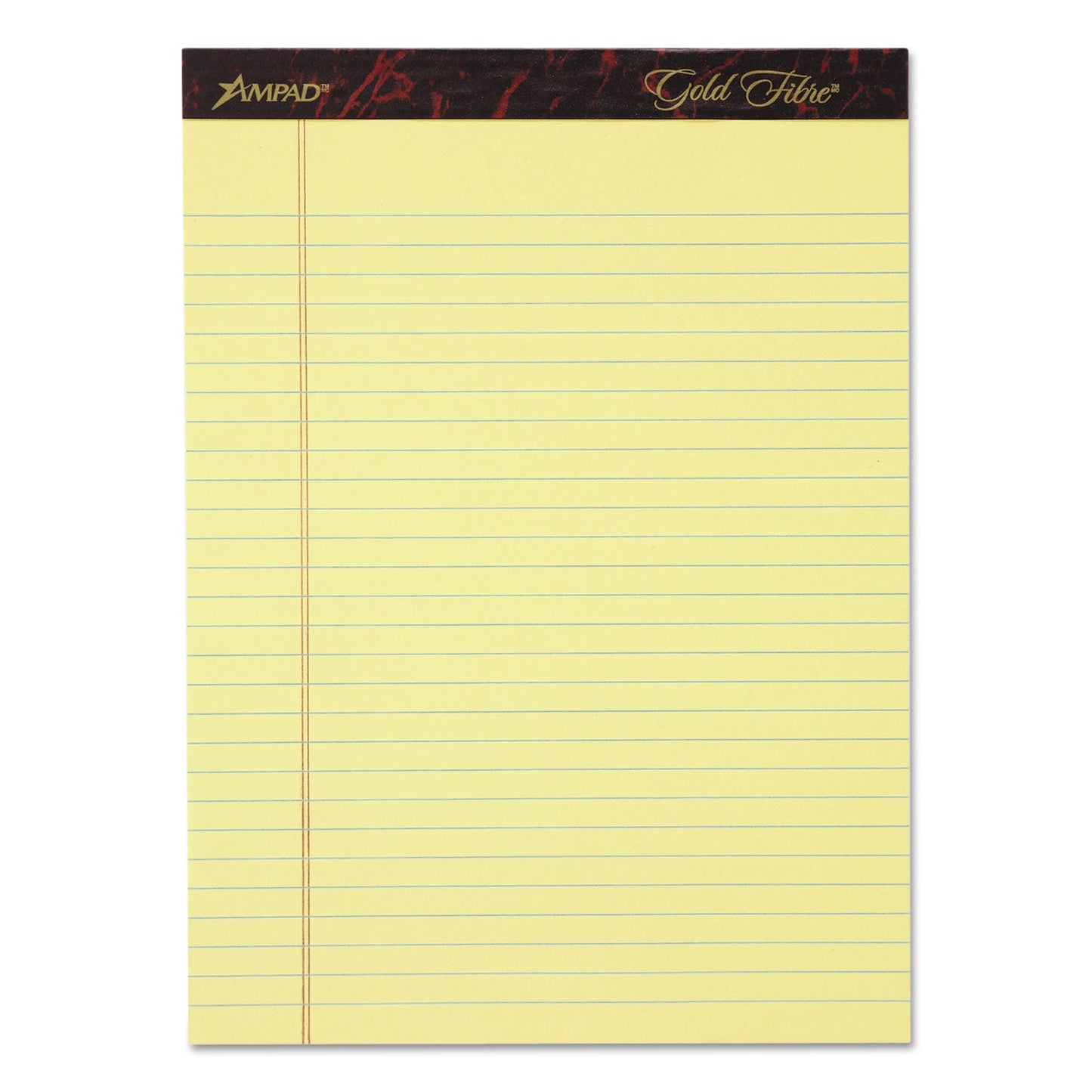 Ampad Gold Fibre Writing Pads, Wide/Legal Rule, 50 Canary-Yellow 8.5 x 11.75 Sheets, 4/Pack