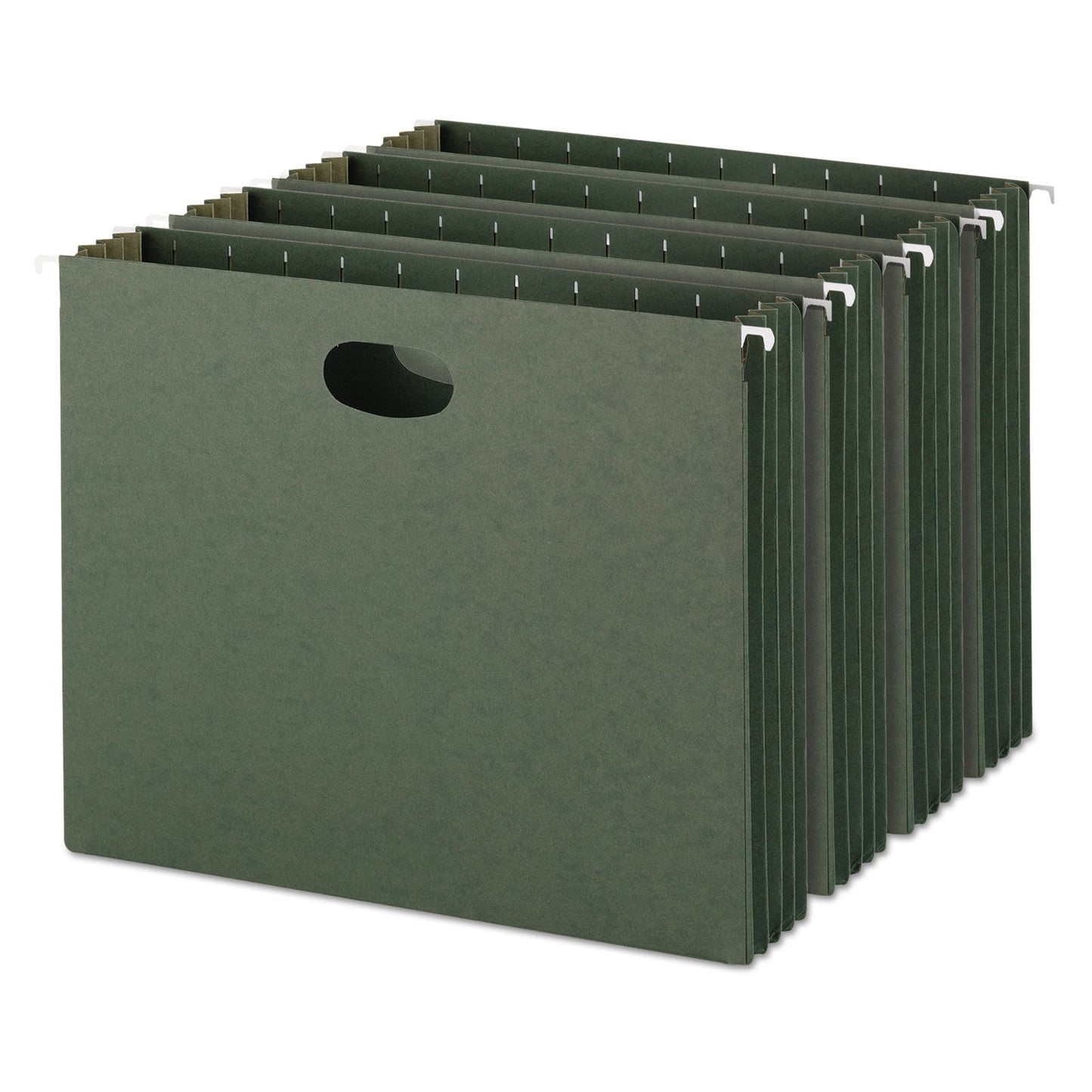 Smead Hanging Pockets with Full-Height Gusset, 1 Section, 3.5" Capacity, Letter Size, Standard Green, 10/Box