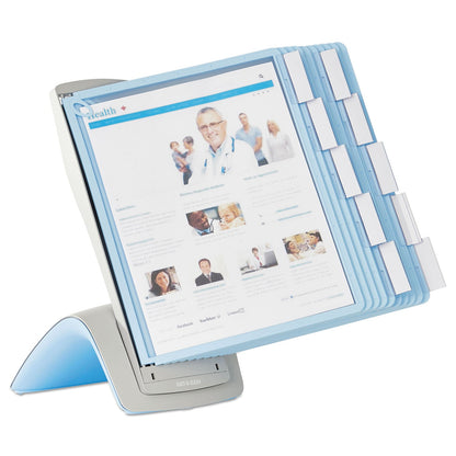 Durable SHERPA Style Desk-Mount Reference System, 10 Panel, 20 Sheet Capacity, Blue/Gray