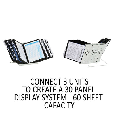 Durable InstaView Expandable Desktop Reference System, 10 Panels, Black Borders