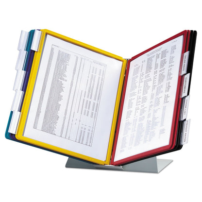 Durable VARIO Reference Desktop System, 10 Panels, Assorted Borders and Panels