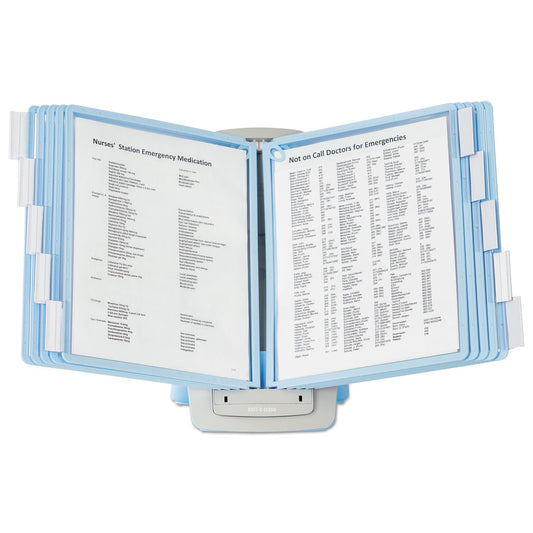 Durable SHERPA Style Desk-Mount Reference System, 10 Panel, 20 Sheet Capacity, Blue/Gray