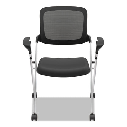 HON VL314 Mesh Back Nesting Chair, Supports Up to 250 lb, Black Seat/Back, Silver Base