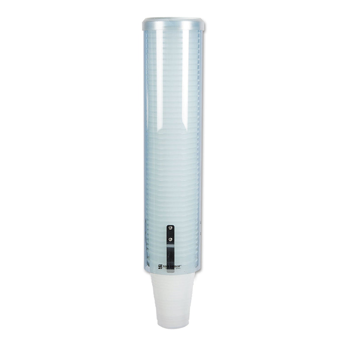 San Jamar Large Pull-Type Water Cup Dispenser, For 12 oz Cups, Translucent Blue