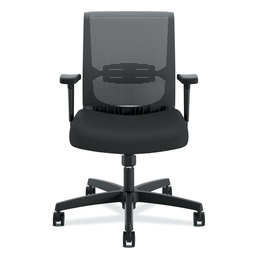 HON Convergence Mid-Back Task Chair, Swivel-Tilt, Supports Up to 275 lb, 15.75" to 20.13" Seat Height, Black