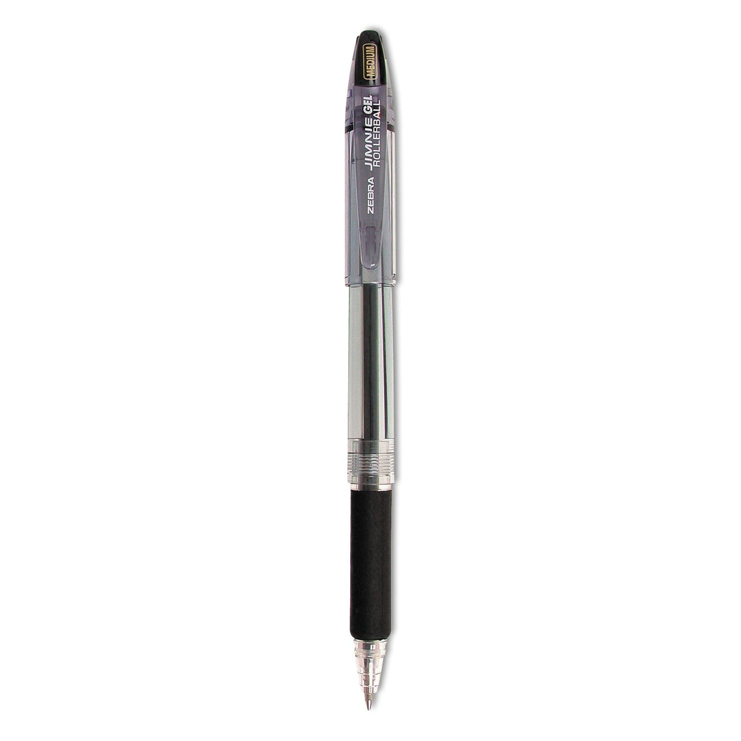 Zebra Jimnie Gel Pen, Stick, Medium 0.7 mm, Black Ink, Smoke Barrel, 12/Pack