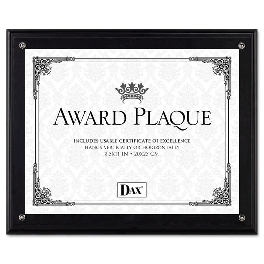 DAX Award Plaque, Wood/Acrylic Frame, Up to 8.5 x 11, Black