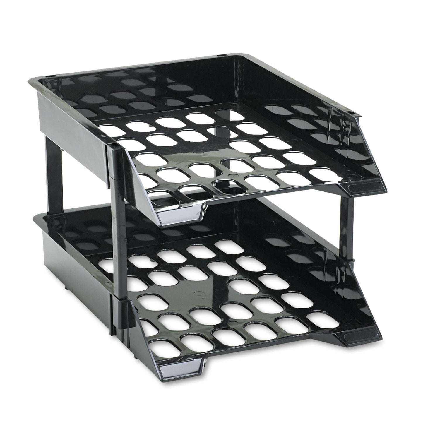 deflecto SuperTray Countertop Tray Set, 2 Sections, Letter to Legal Size Files, 11" x 14.88" x 2.5", Black, 2/Pack