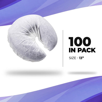 AMZ Disposable Face Cradle Covers 13  Pack of 100 Face Cradle for Massage Table Polypropylene 25 GSM Disposable Massage Face Cradle Cover for Spa Tattoo Salons
