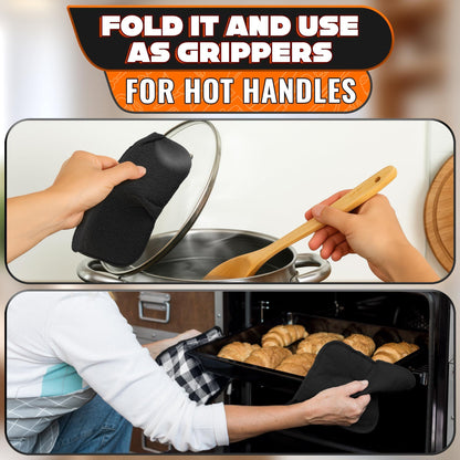 4 Piece Microwave Bowl Holder Set – 7.5 x7.5  Microwave Bowl Holders for Hot Food Black and White Checkered Fabric for Safe & Easy Handling – Machine Washable
