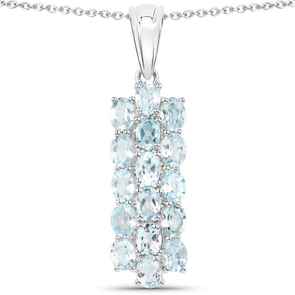 9.88 Carat Genuine Blue Topaz .925 Sterling Silver 3 Piece Jewelry Set (Ring, Earrings, and Pendant w/ Chain)