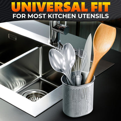 Chopstick Dishwasher Basket 3.5x2.7x3.9  – Stainless Steel Chopstick Holder for Dishwasher with Hooks Oval Design Rust Resistant Perforated Utensil Caddy for Straws Teaspoons & Small Kitchen Tools
