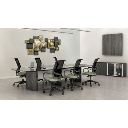 Safco Medina Conference Table Top, Half-Section, Boat, 72w x 48d, Gray Steel