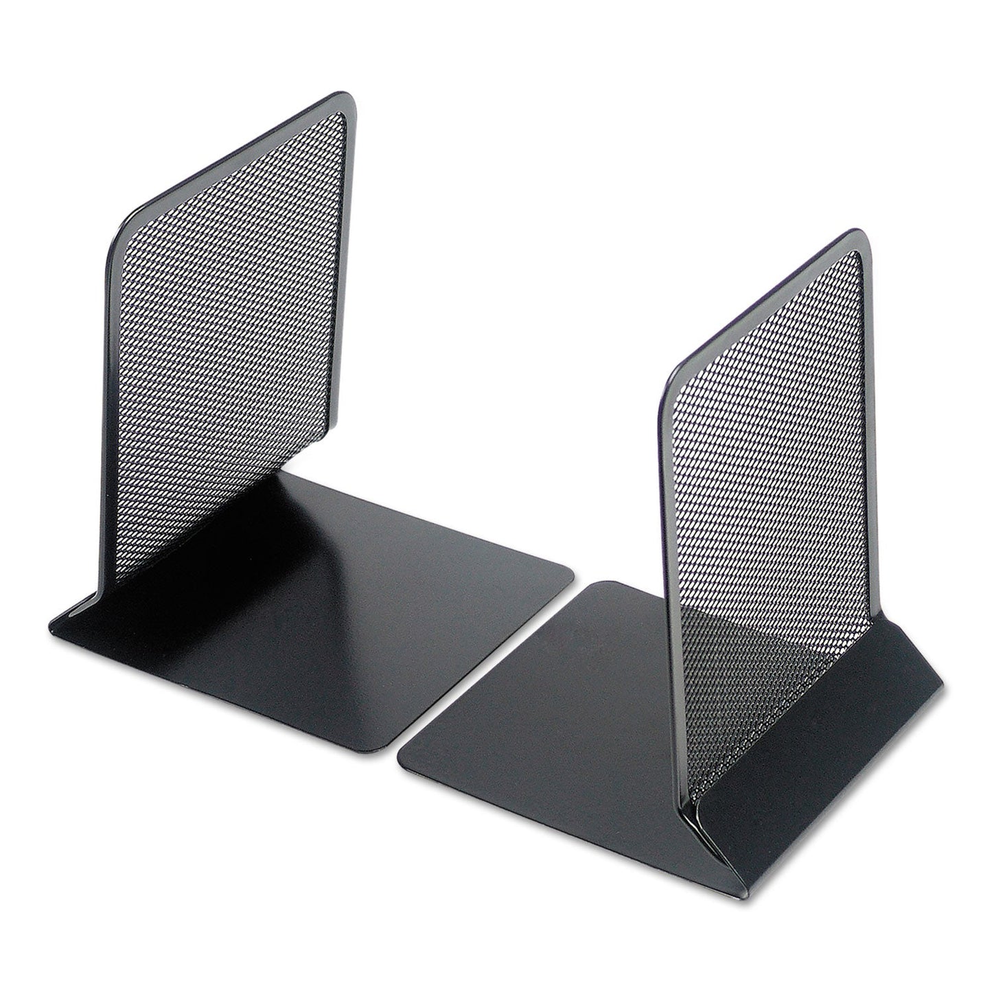 Universal Metal Mesh Bookends, Nonskid, 5.38 x 5.38 x 6.75, Black, 1 Pair