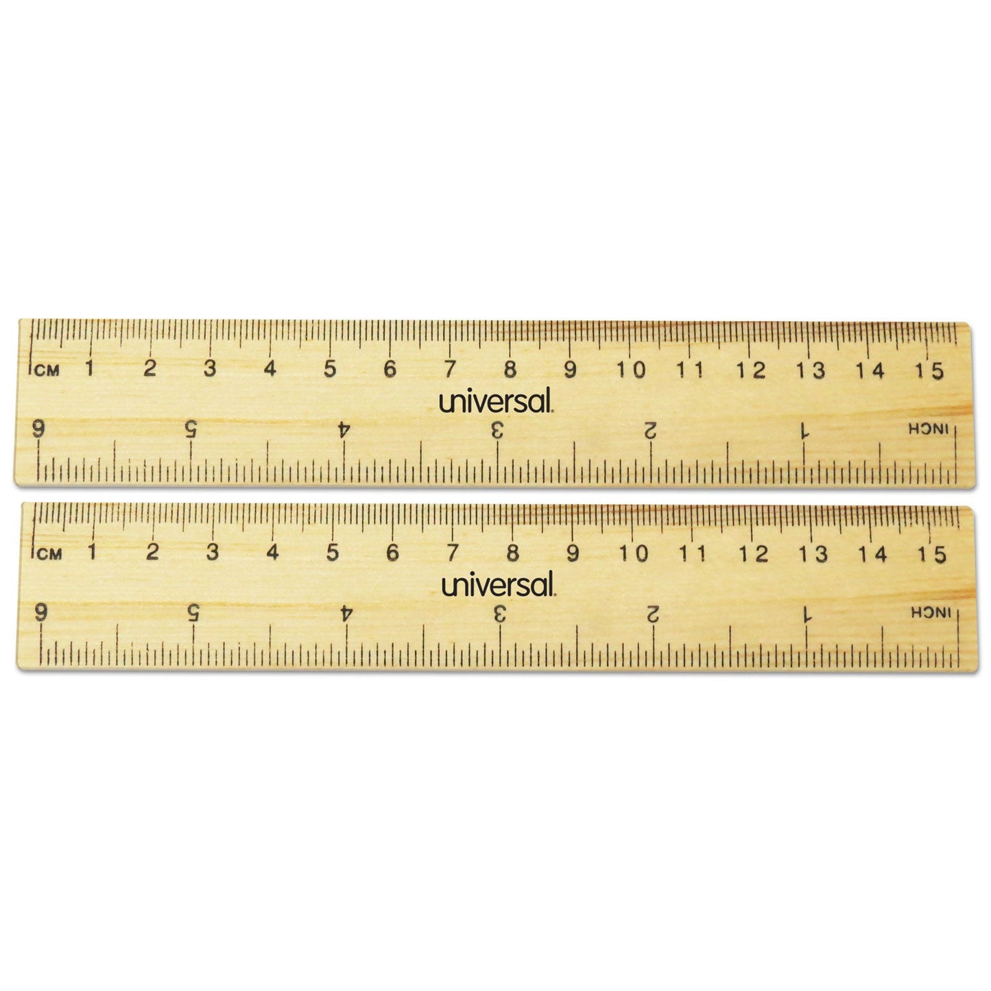 Universal Flat Wood Ruler, Standard/Metric, 6" Long