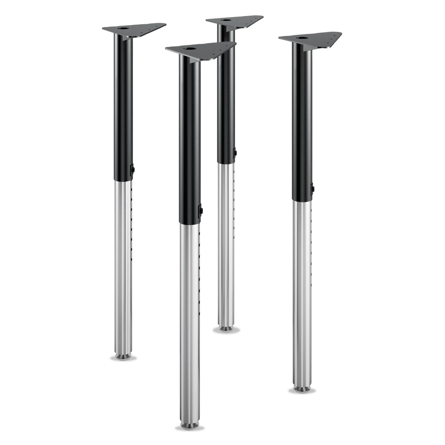 HON Build Adjustable Post Legs, 22" to 34" High, Black, 4/Pack