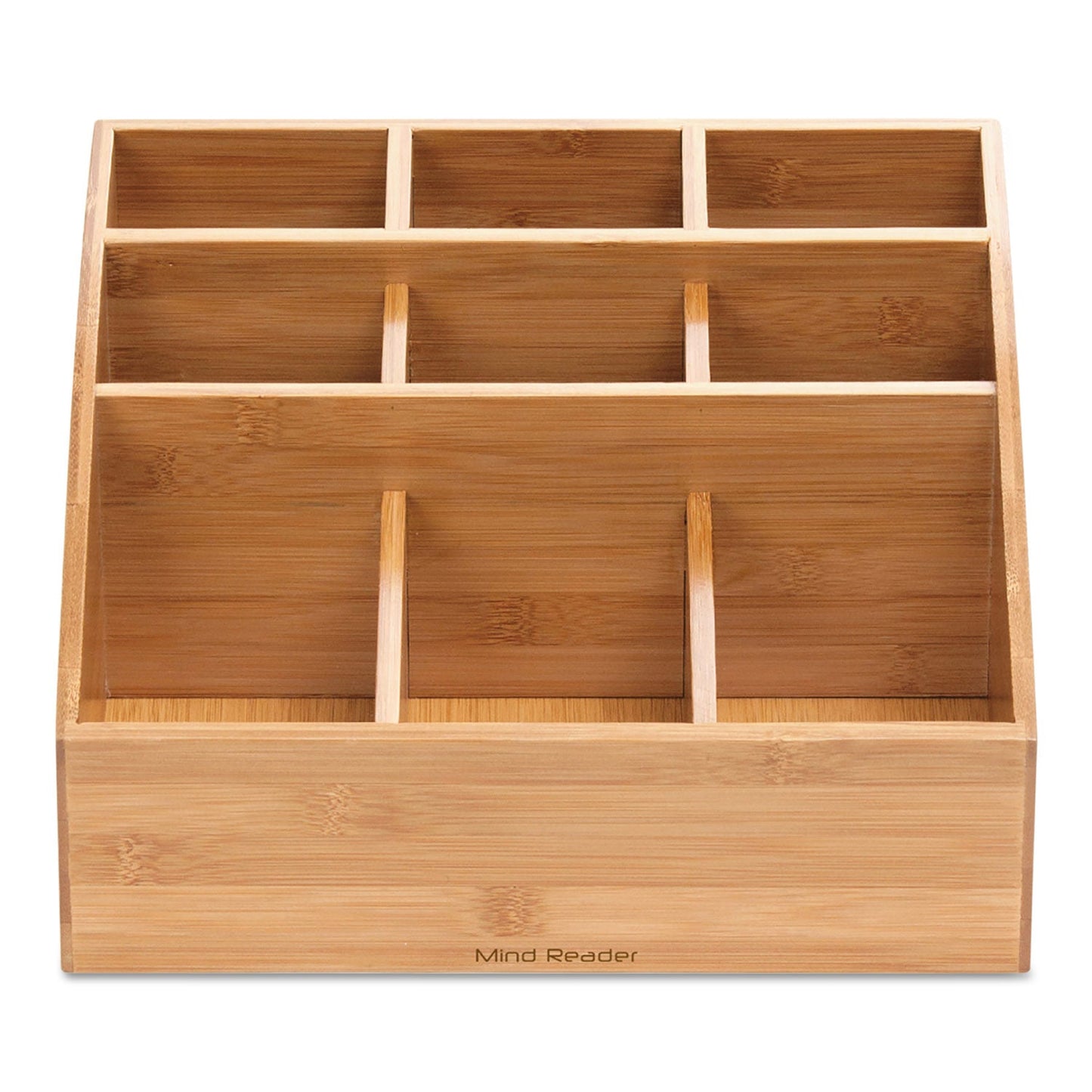 Mind Reader Square 9 Compartment Condiment Organizer, 12 x 12 x 5.5, Bamboo
