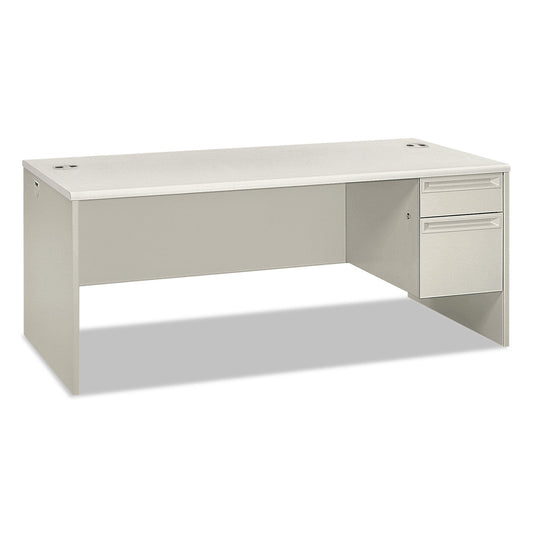 HON 38000 Series Right Pedestal Desk, 72" x 36" x 30", Light Gray/Silver